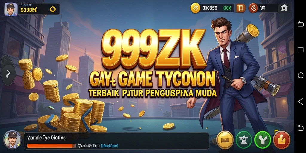Tampilan gameplay 999ZK yang menampilkan dinamika bisnis dan strategi.