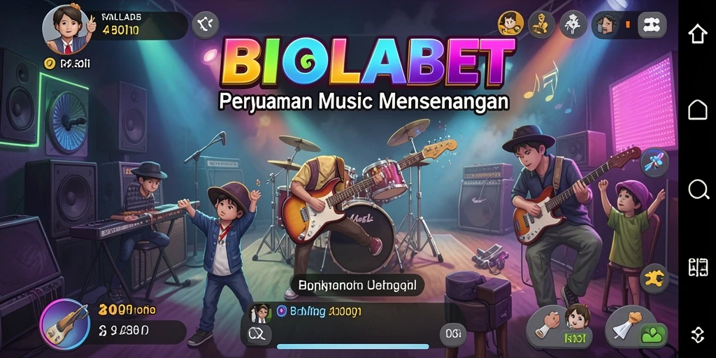 Tampilan screenshot utama BIOLABET yang menunjukkan pengalaman bermain musik yang interaktif.