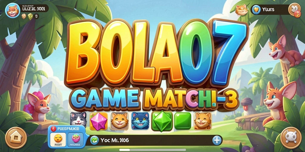 Screenshot BOLA07 menampilkan keseruan gameplay Match-3 yang adiktif.