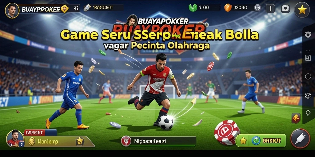 Tampilan gameplay seru BUAYAPOKER dengan aksi Sepak Bola yang intens.