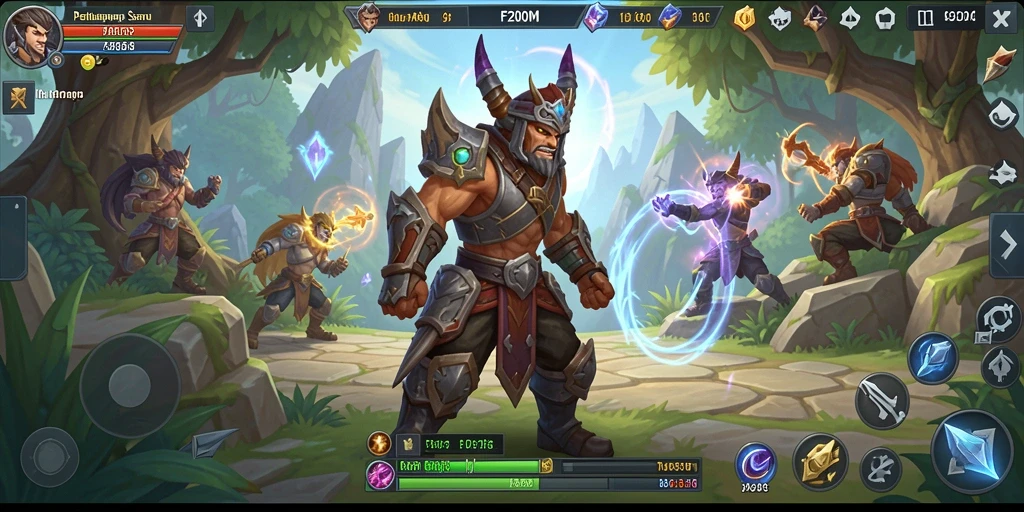 Tangkapan layar gameplay F200M dengan pertarungan seru dalam dunia ARPG.