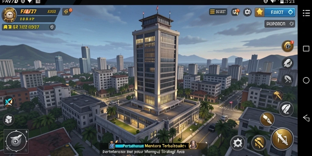 Tampilan gameplay FAV77 dengan menara yang siap bertempur melawan musuh.