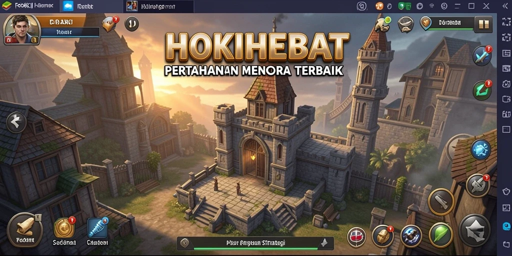 Screenshot HOKIHEBAT menunjukkan momen seru dalam melindungi menara dari serangan musuh.