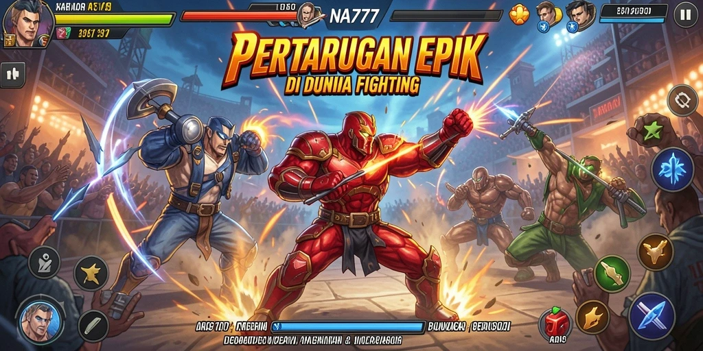 Gameplay seru NA777 dengan karakter bertarung intens.