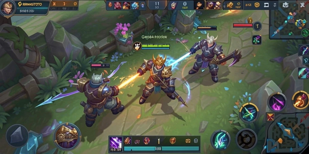 Tangkapan layar menunjukkan aksi seru dalam pertandingan MOBA.