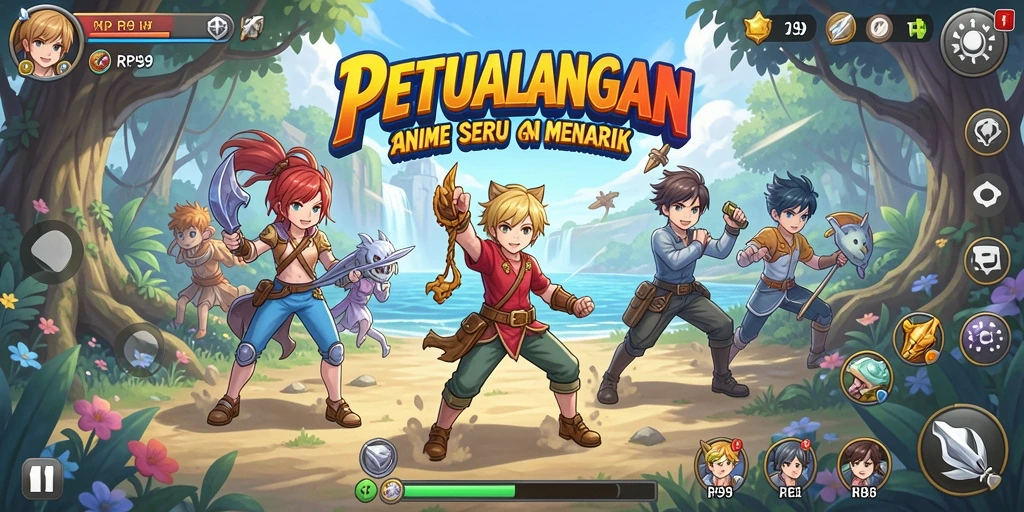 Tampilan gameplay RP99 yang menawan dan penuh warna.