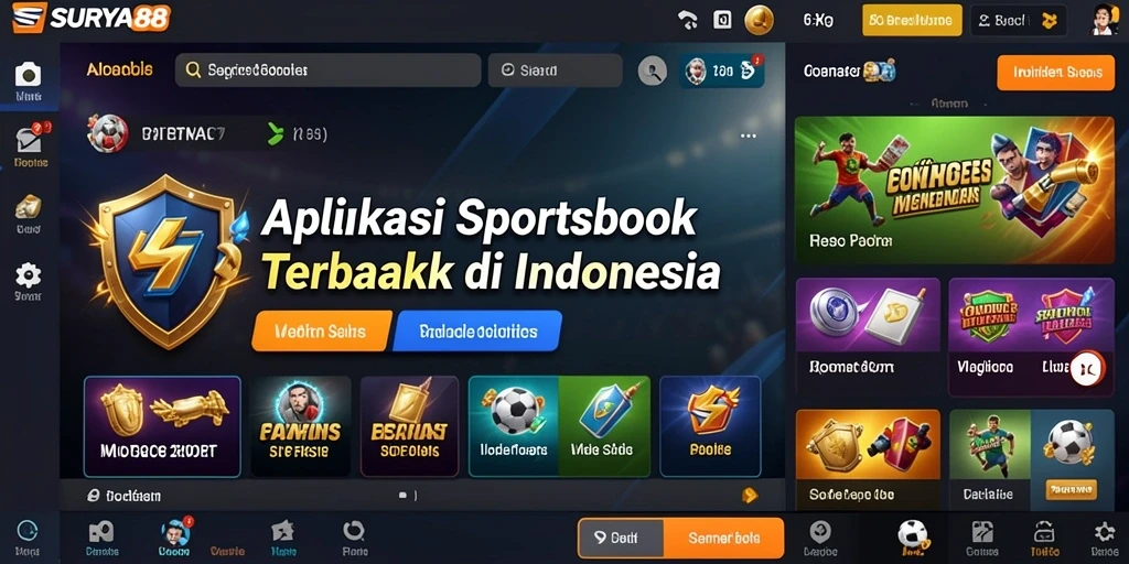 Tangkapan layar utama SURYA88 menampilkan antarmuka taruhan olahraga.