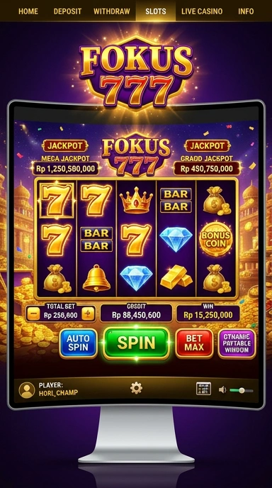 Screenshot pertama dari aplikasi fokus777 yang menunjukkan antarmuka pengguna.